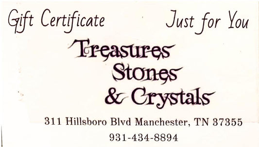 Gift Card for Treasures Stones and Crystals